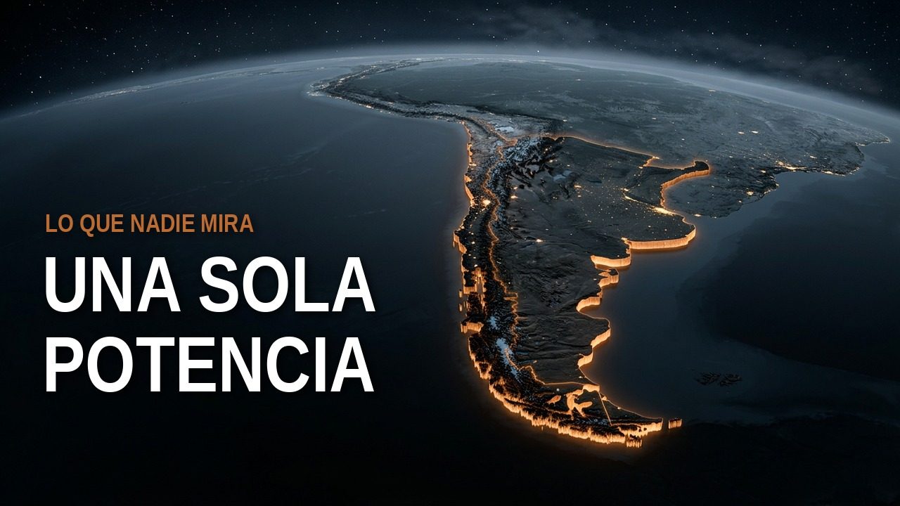 El Cono Sur iluminado de noche desde el espacio: una sola potencia